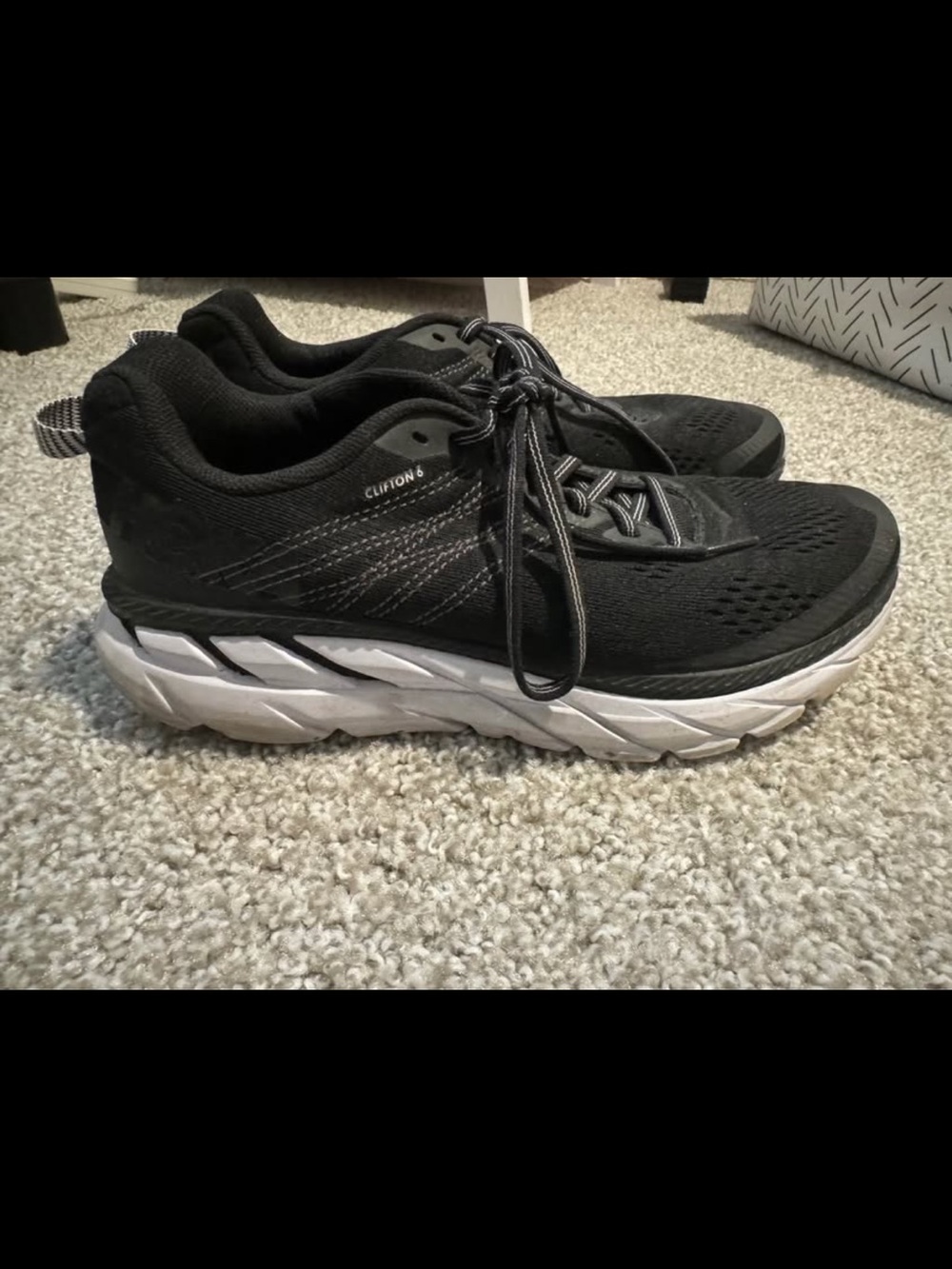 Hoka Clifton 6 Women’s Running Shoes - Black/White